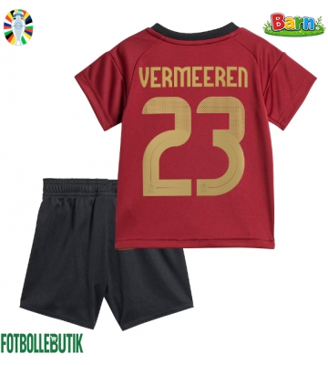 Belgien Arthur Vermeeren #23 Hemmaställ Barn EM 2024 Kortärmad (+ Korta byxor)